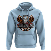 Vintage Route Highway 66 Biker Club Hoodie Live To Ride Motorcycle Graphic