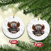 Vintage Route Highway 66 Biker Club Ceramic Ornament Live To Ride Motorcycle Graphic