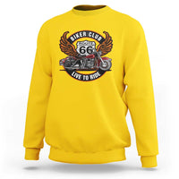 Vintage Route Highway 66 Biker Club Sweatshirt Live To Ride Motorcycle Graphic