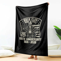 Vintage Biker Club Born To Ride Throw Blanket 100th Anniversary Mother Road