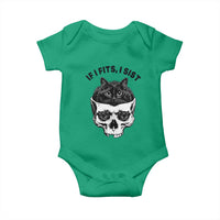 If I Fits I Sits Black Cat Skull Baby Onesie Gothic Dark Humor Gift