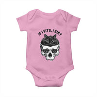 If I Fits I Sits Black Cat Skull Baby Onesie Gothic Dark Humor Gift