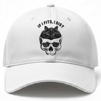 If I Fits I Sits Black Cat Skull Baseball Cap Gothic Dark Humor Gift