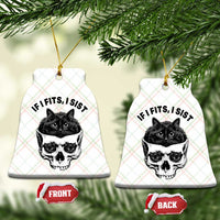 If I Fits I Sits Black Cat Skull Ceramic Ornament Gothic Dark Humor Gift