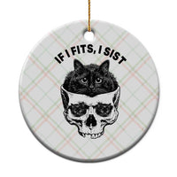 If I Fits I Sits Black Cat Skull Ceramic Ornament Gothic Dark Humor Gift