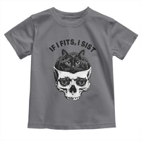 If I Fits I Sits Black Cat Skull Toddler T Shirt Gothic Dark Humor Gift