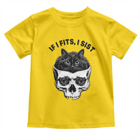 If I Fits I Sits Black Cat Skull Toddler T Shirt Gothic Dark Humor Gift