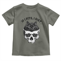 If I Fits I Sits Black Cat Skull Toddler T Shirt Gothic Dark Humor Gift