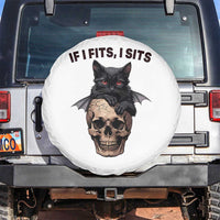 Gothic Cat Skull Graphic Spare Tire Cover If I Fits I Sits Creepy Cute Gift