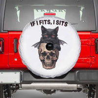 Gothic Cat Skull Graphic Spare Tire Cover If I Fits I Sits Creepy Cute Gift