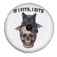 Gothic Cat Skull Graphic Spare Tire Cover If I Fits I Sits Creepy Cute Gift