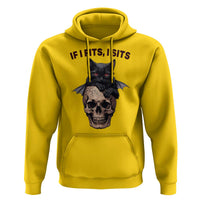 Gothic Cat Skull Graphic Hoodie If I Fits I Sits Creepy Cute Gift