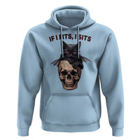 Gothic Cat Skull Graphic Hoodie If I Fits I Sits Creepy Cute Gift