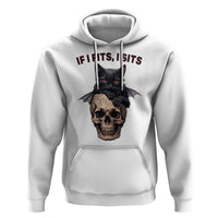 Gothic Cat Skull Graphic Hoodie If I Fits I Sits Creepy Cute Gift