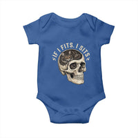 Funny Gothic Black Cat Skull Baby Onesie If I Fits I Sits