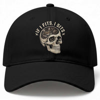 Funny Gothic Black Cat Skull Baseball Cap If I Fits I Sits