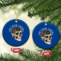Funny Gothic Black Cat Skull Ceramic Ornament If I Fits I Sits