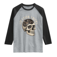 Funny Gothic Black Cat Skull Raglan Shirt If I Fits I Sits