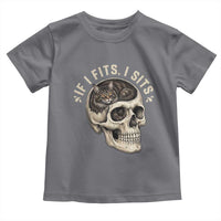 Funny Gothic Black Cat Skull Toddler T Shirt If I Fits I Sits