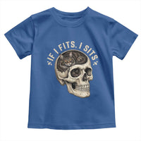 Funny Gothic Black Cat Skull Toddler T Shirt If I Fits I Sits