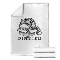 If I Fits I Sits Throw Blanket Chubby Kitty Funny Cat Lover Gift