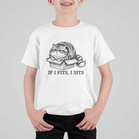 If I Fits I Sits T Shirt For Kid Chubby Kitty Funny Cat Lover Gift