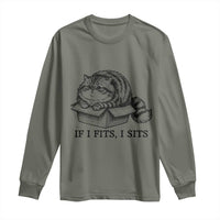 If I Fits I Sits Long Sleeve Shirt Chubby Kitty Funny Cat Lover Gift