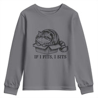 If I Fits I Sits Youth Sweatshirt Chubby Kitty Funny Cat Lover Gift