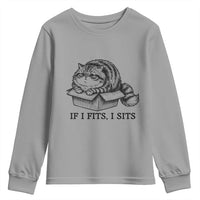 If I Fits I Sits Youth Sweatshirt Chubby Kitty Funny Cat Lover Gift