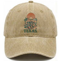 Vintage Route Highway 66 Texas Washed Cotton Baseball Cap Amarillo Road Trip Adventure