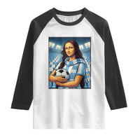 Funny Argentina Soccer Mona Lisa Raglan Shirt Football Fan Pride Graphic
