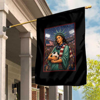 Funny Statue Of Liberty Soccer Gift Garden Flag USA Football Pride