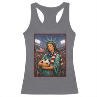 Funny Statue Of Liberty Soccer Gift Racerback Tank Top USA Football Pride