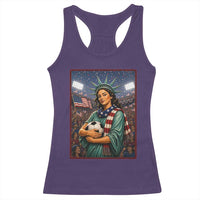 Funny Statue Of Liberty Soccer Gift Racerback Tank Top USA Football Pride