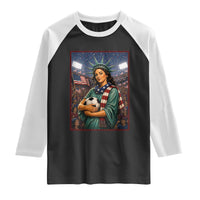 Funny Statue Of Liberty Soccer Gift Raglan Shirt USA Football Pride