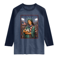 Funny Statue Of Liberty Soccer Gift Raglan Shirt USA Football Pride