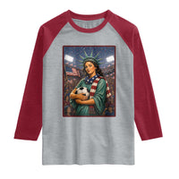 Funny Statue Of Liberty Soccer Gift Raglan Shirt USA Football Pride