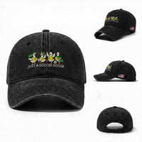 Funny Just A Soccer Goose Washed Cotton Baseball Cap Brazil Football Fan