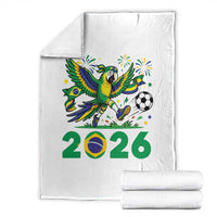 Funny Brazil Soccer Macaw Throw Blanket 2026 Football Fan Graphic