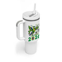 Funny Brazil Soccer Macaw Tumbler With Handle 2026 Football Fan Graphic