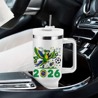 Funny Brazil Soccer Macaw Tumbler With Handle 2026 Football Fan Graphic