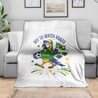 Off To Watch Brazil Throw Blanket Funny Tropical Bird Soccer Fan