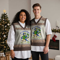 Off To Watch Brazil V-Neck Knit Sweater Vest Funny Tropical Bird Soccer Fan