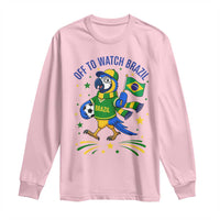 Off To Watch Brazil Long Sleeve Shirt Funny Tropical Bird Soccer Fan