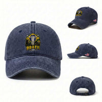 Brazilian Futbol 2026 Washed Cotton Baseball Cap Christ The Redeemer Football Pride