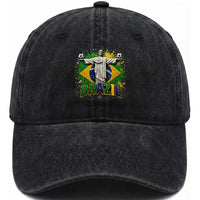 Latin Pride Christ The Redeemer Graphic Washed Cotton Baseball Cap Brazilian Football 2026