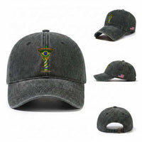 Brazil Football Supporter Gift Washed Cotton Baseball Cap Vai Brasil