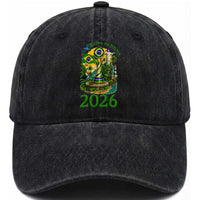 Rumo Ao Hexa Washed Cotton Baseball Cap Brazil Soccer Fan 2026 Graphic