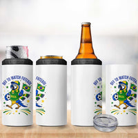 Off To Watch Futebol 4 in 1 Can Cooler Tumbler Funny Brazil Macaw Soccer Fan