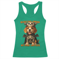 Beagle Halloween Skeleton Racerback Tank Top Not Scary Just Cute Dog Lover - Wonder Print Shop